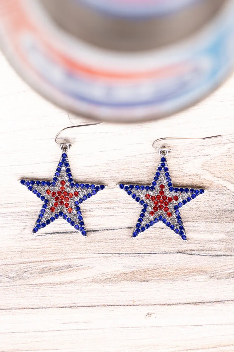Free To Shine Patriotic Crystal Star Earrings