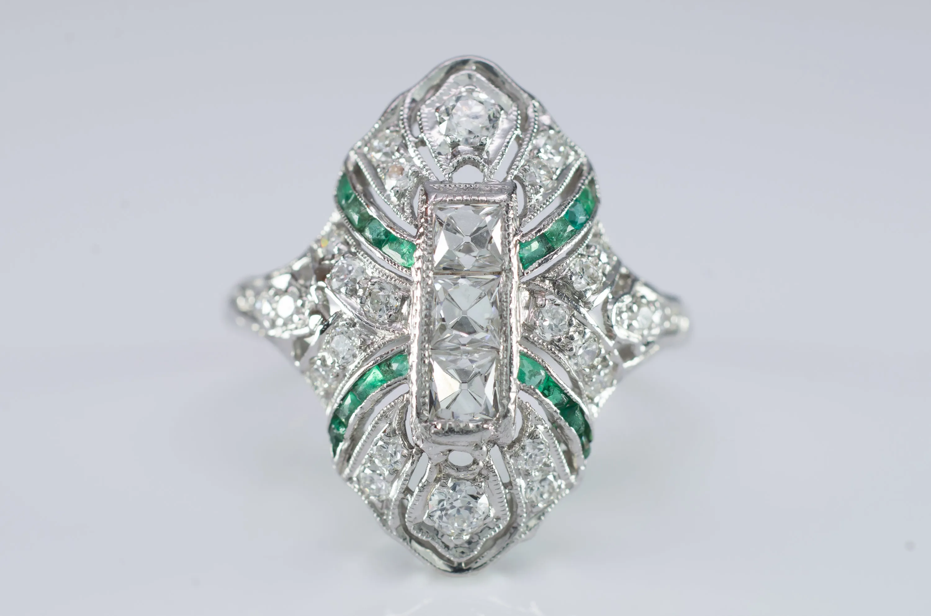 FRENCH CUT DIAMOND RING IN PLATINUM