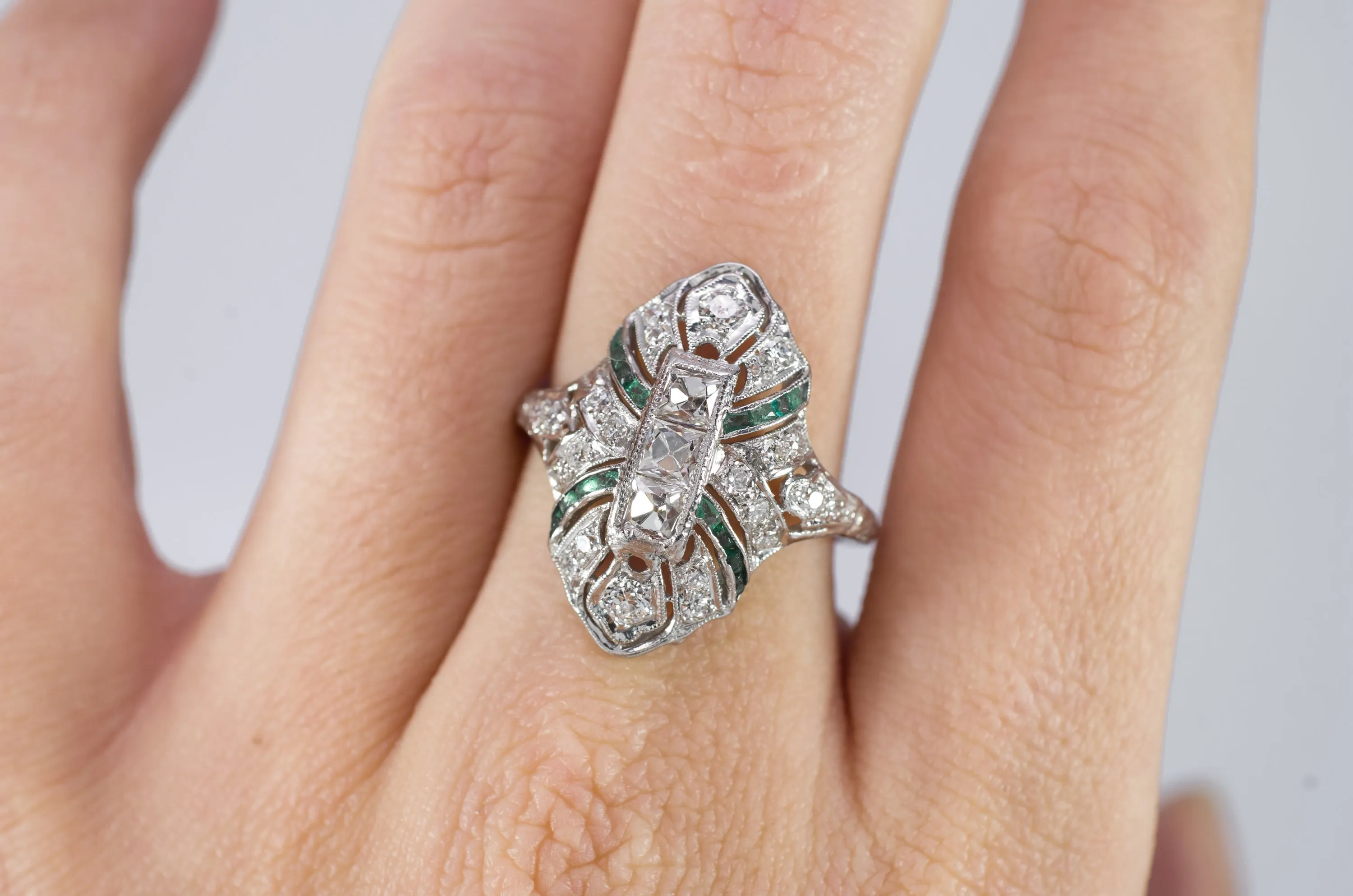FRENCH CUT DIAMOND RING IN PLATINUM