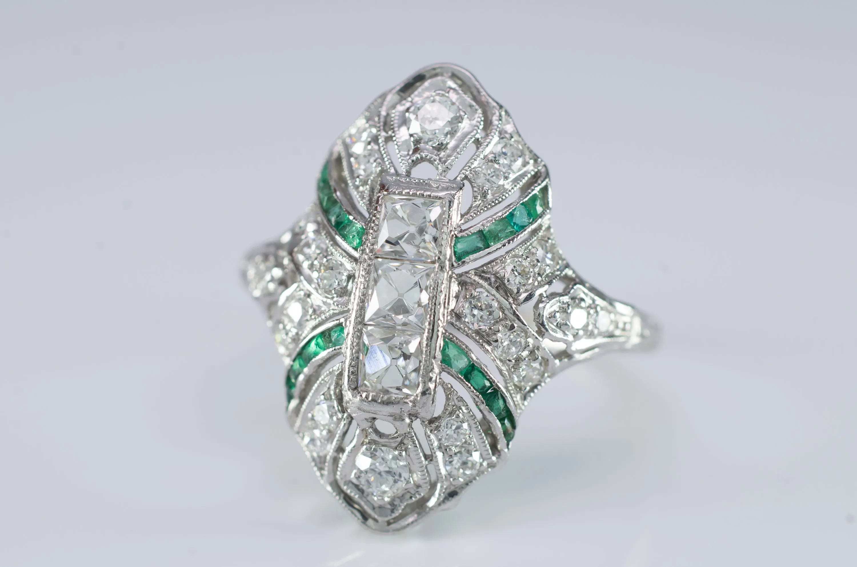 FRENCH CUT DIAMOND RING IN PLATINUM