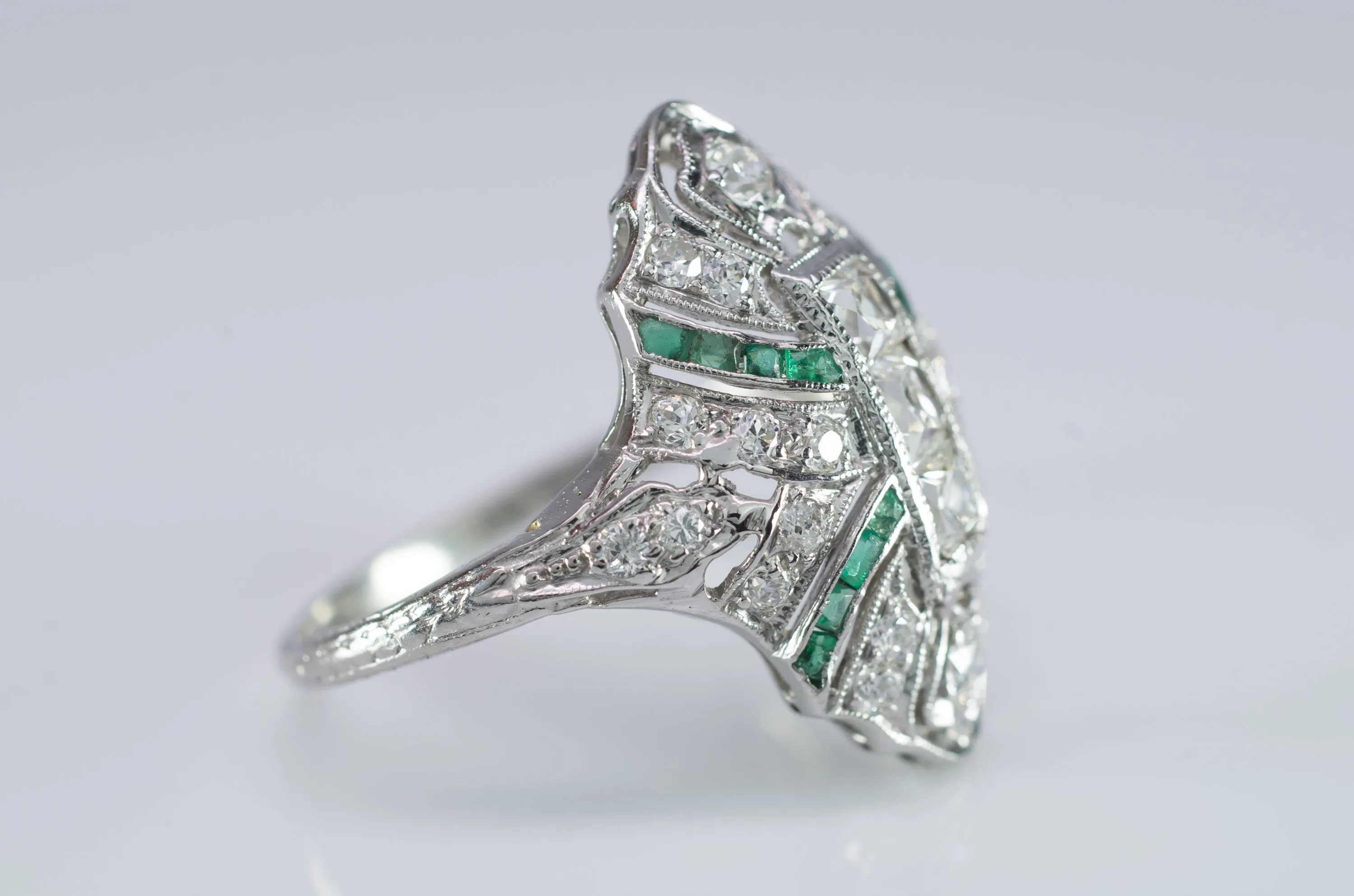 FRENCH CUT DIAMOND RING IN PLATINUM