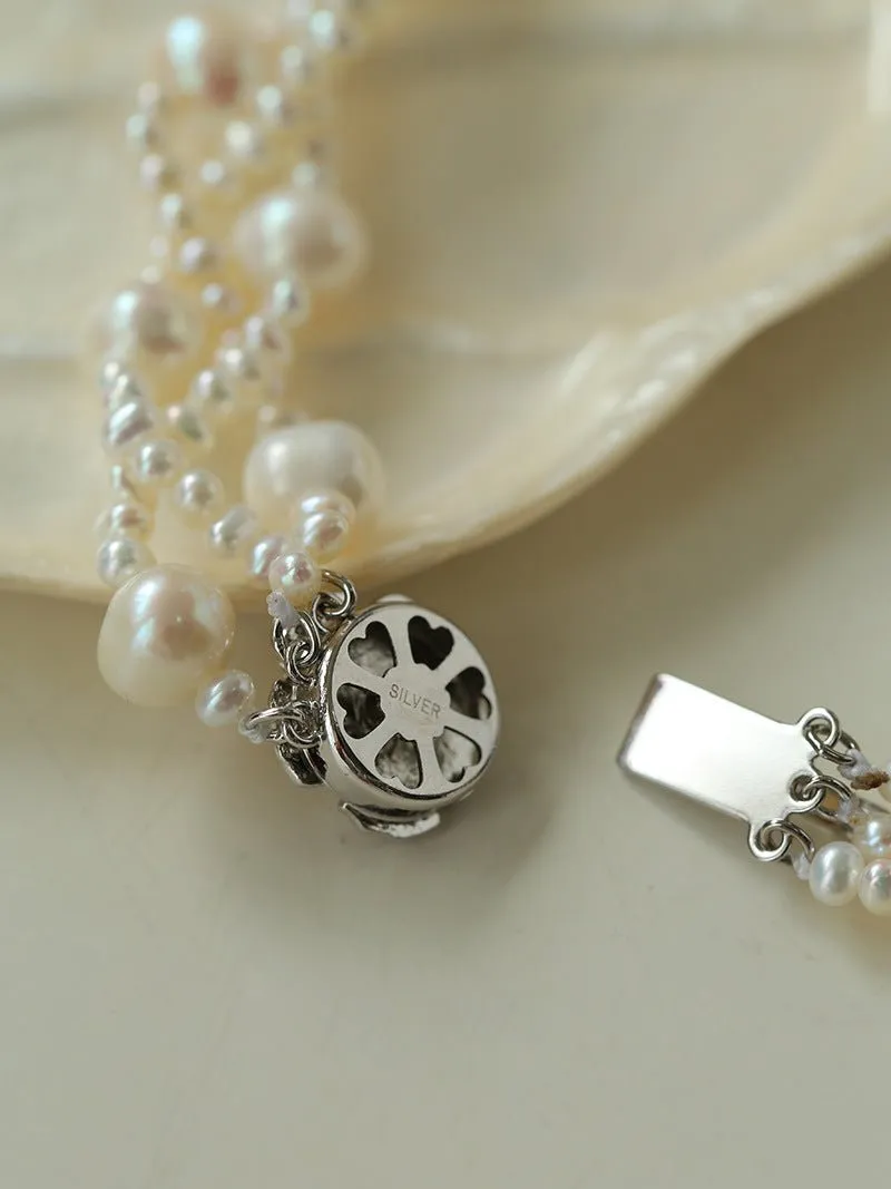 French Handcrafted Woven Seed Pearl Multi-Layer Necklace