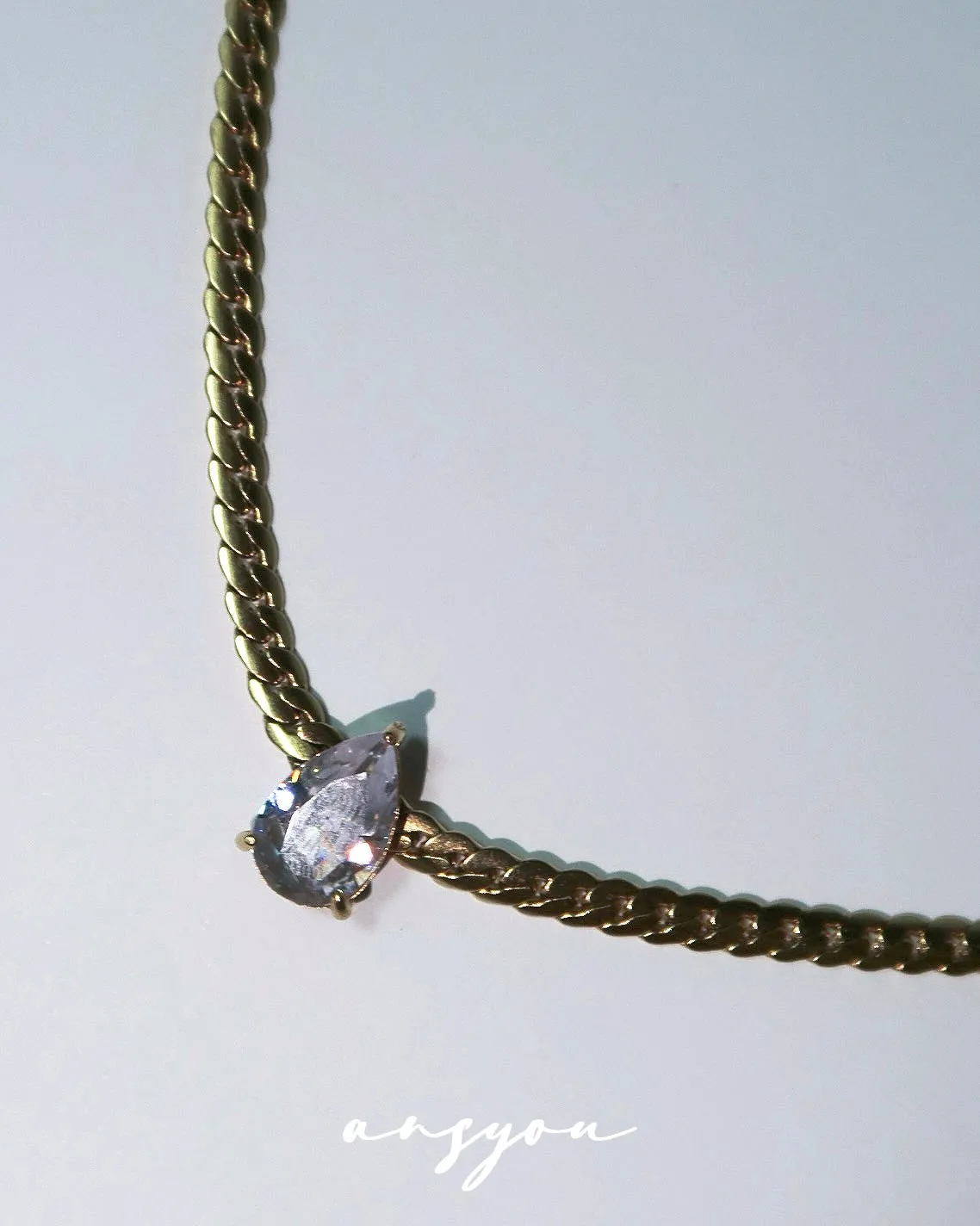 French Waterdrop Snake Chain Necklace