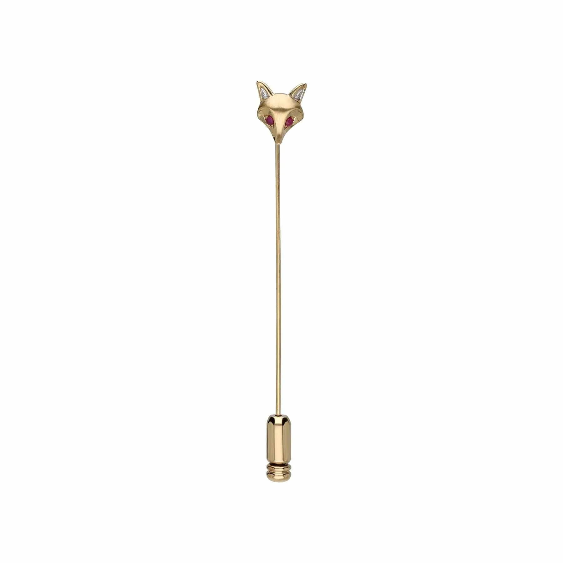 Gardenia Ruby Fox Lapel Pin In 9ct Yellow Gold