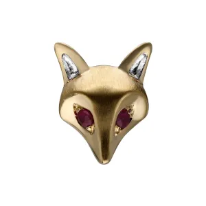 Gardenia Ruby Fox Pin In 9ct Yellow Gold