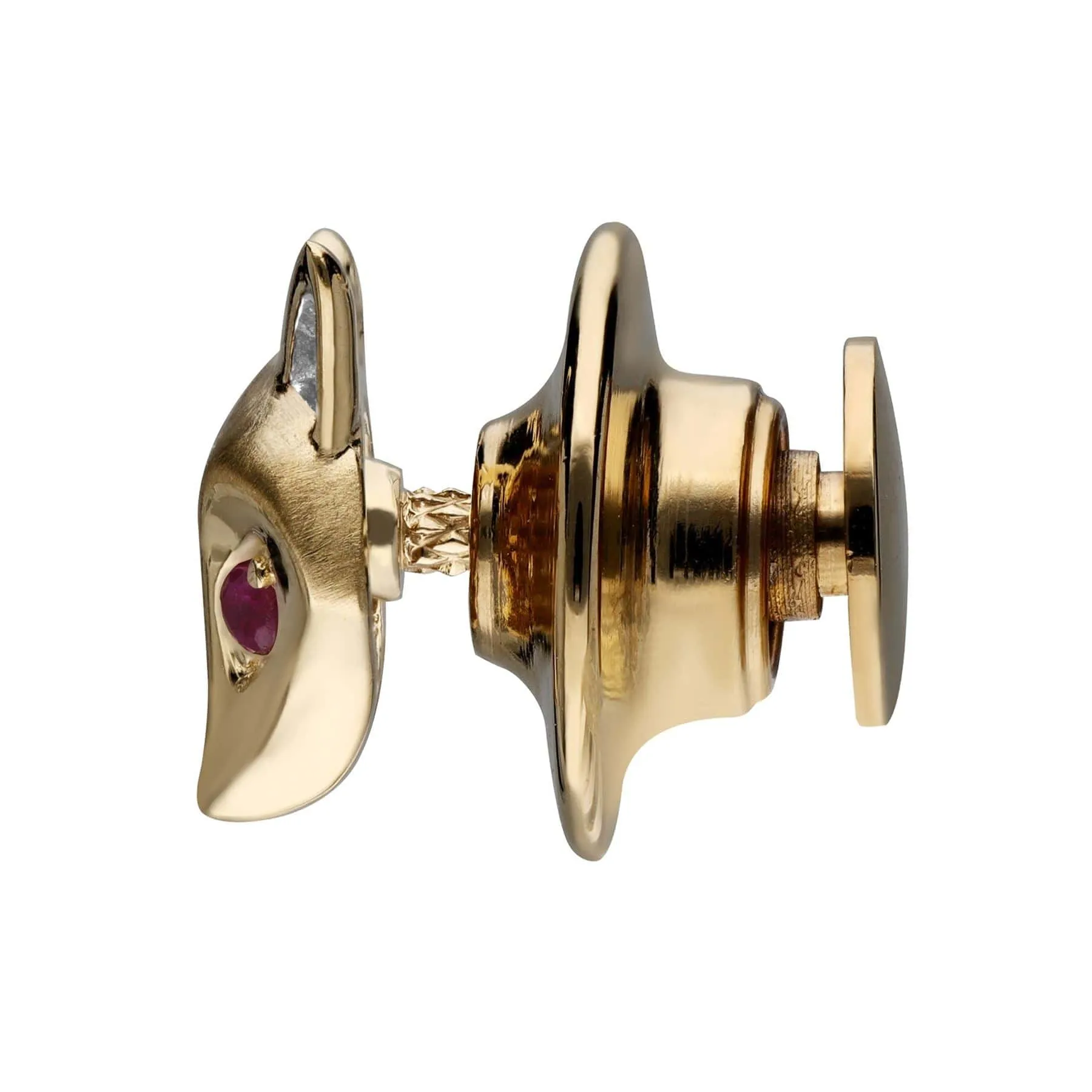 Gardenia Ruby Fox Pin In 9ct Yellow Gold