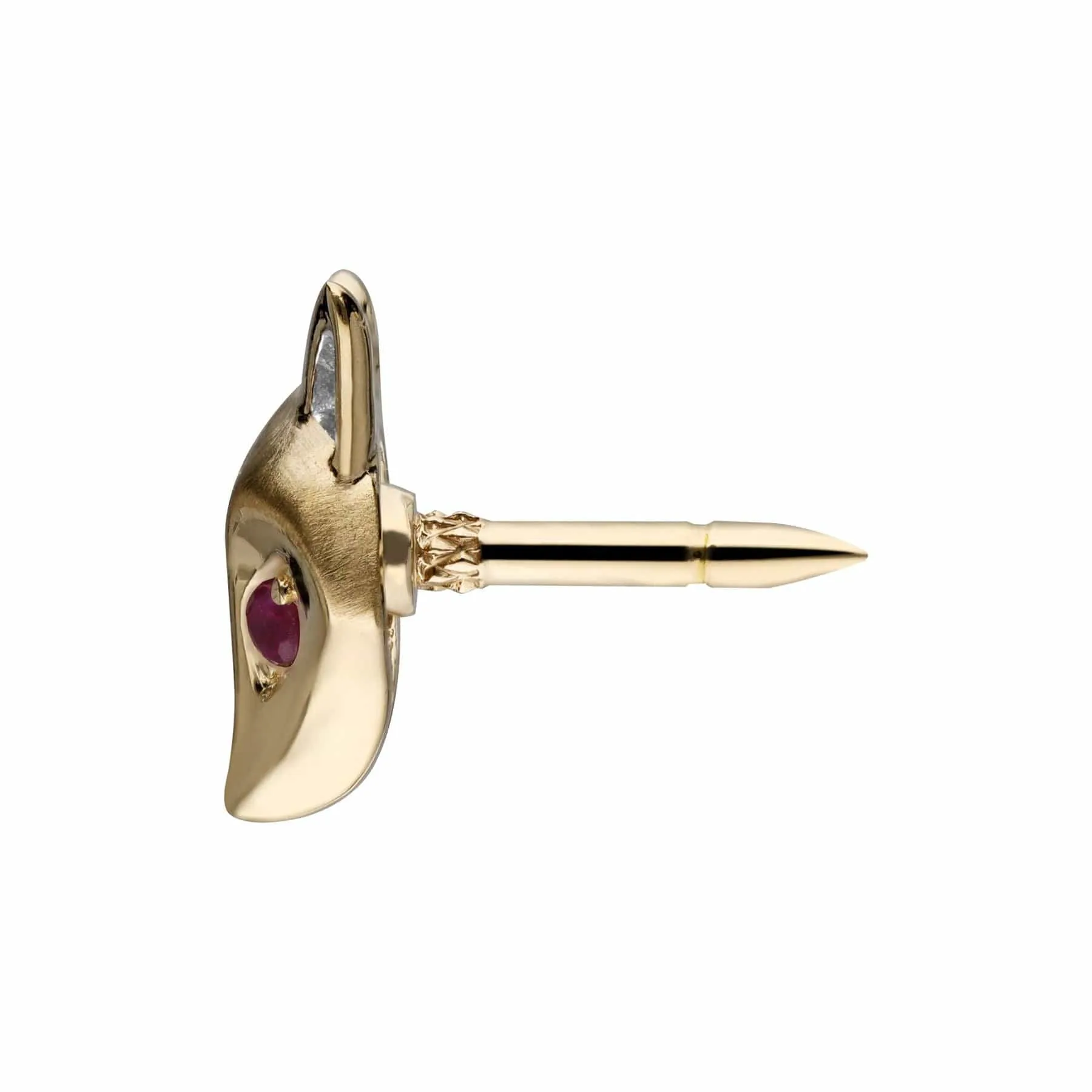 Gardenia Ruby Fox Pin In 9ct Yellow Gold