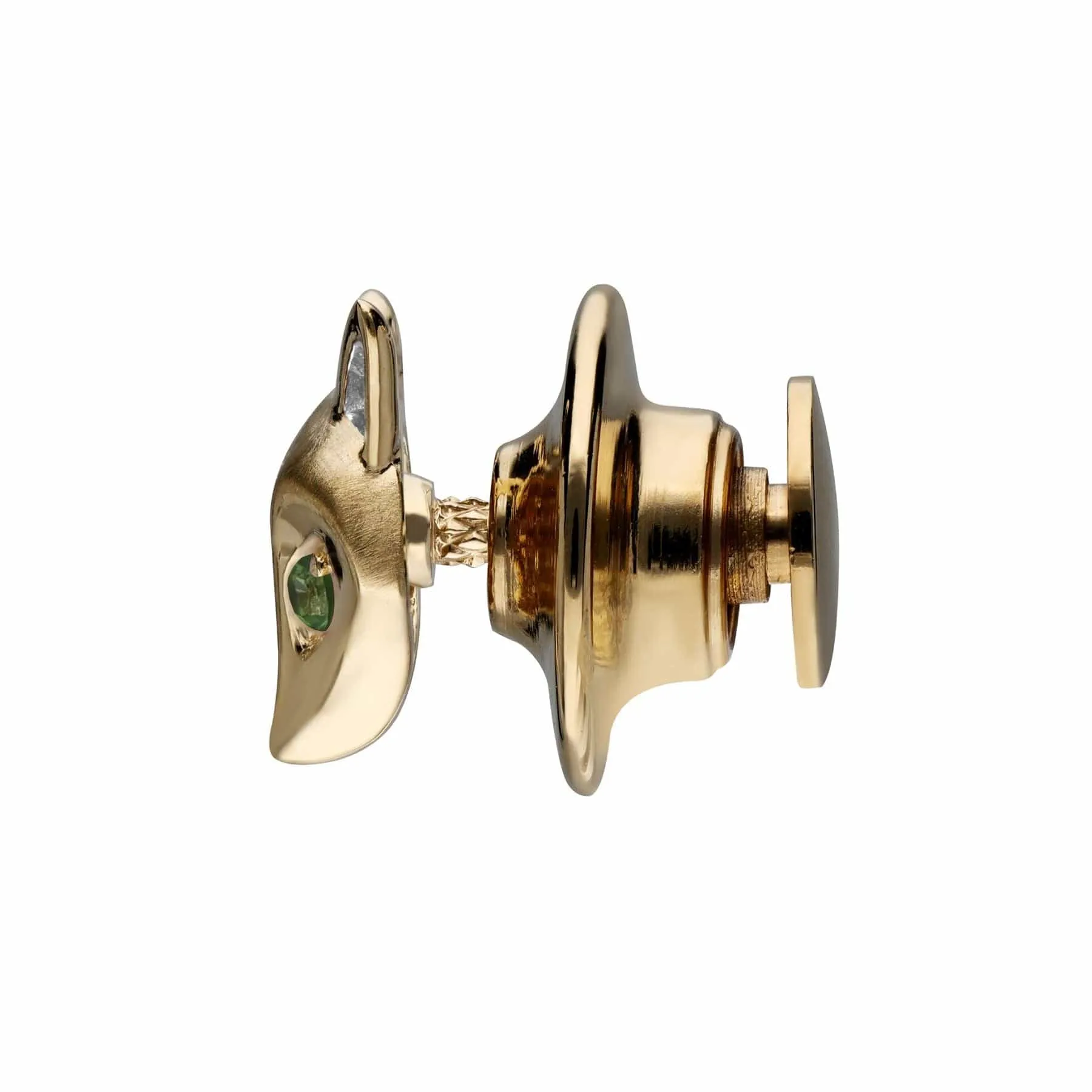 Gardenia Tsavorite Fox Pin In 9ct Yellow Gold