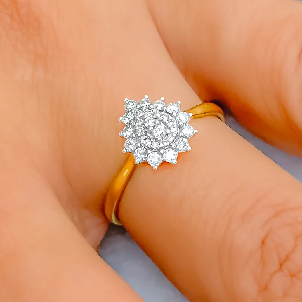 Glossy Pear Drop 18K Gold   Diamond Ring