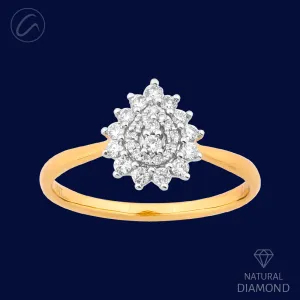 Glossy Pear Drop 18K Gold   Diamond Ring