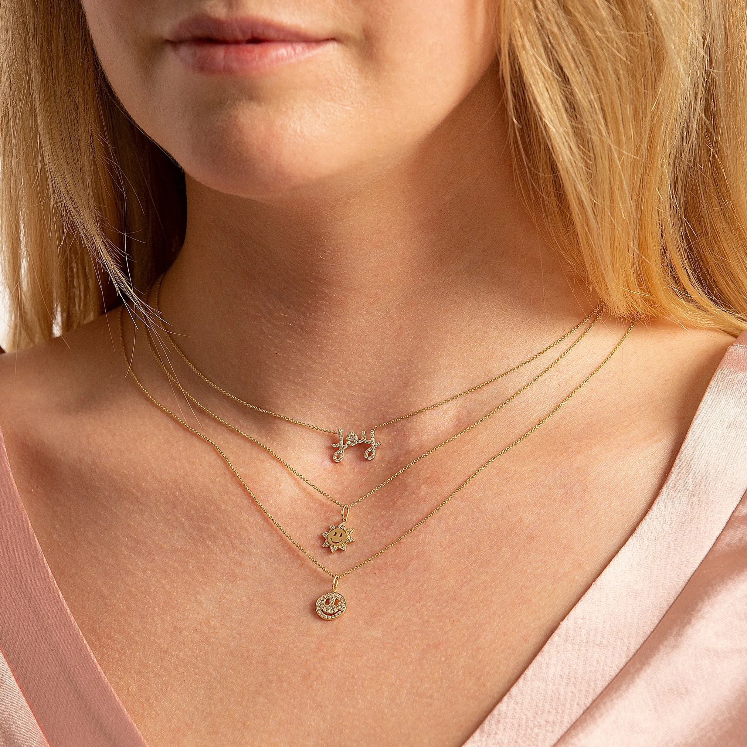 Gold & Diamond Small Happy Face Sun Charm