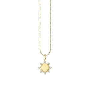 Gold & Diamond Small Happy Face Sun Charm