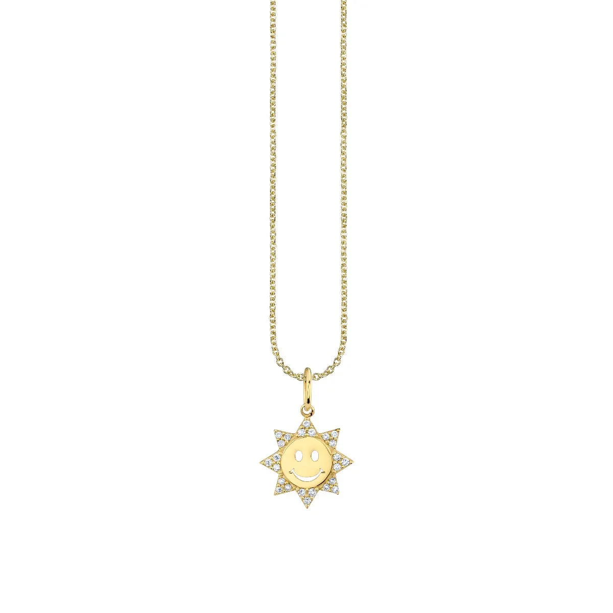 Gold & Diamond Small Happy Face Sun Charm