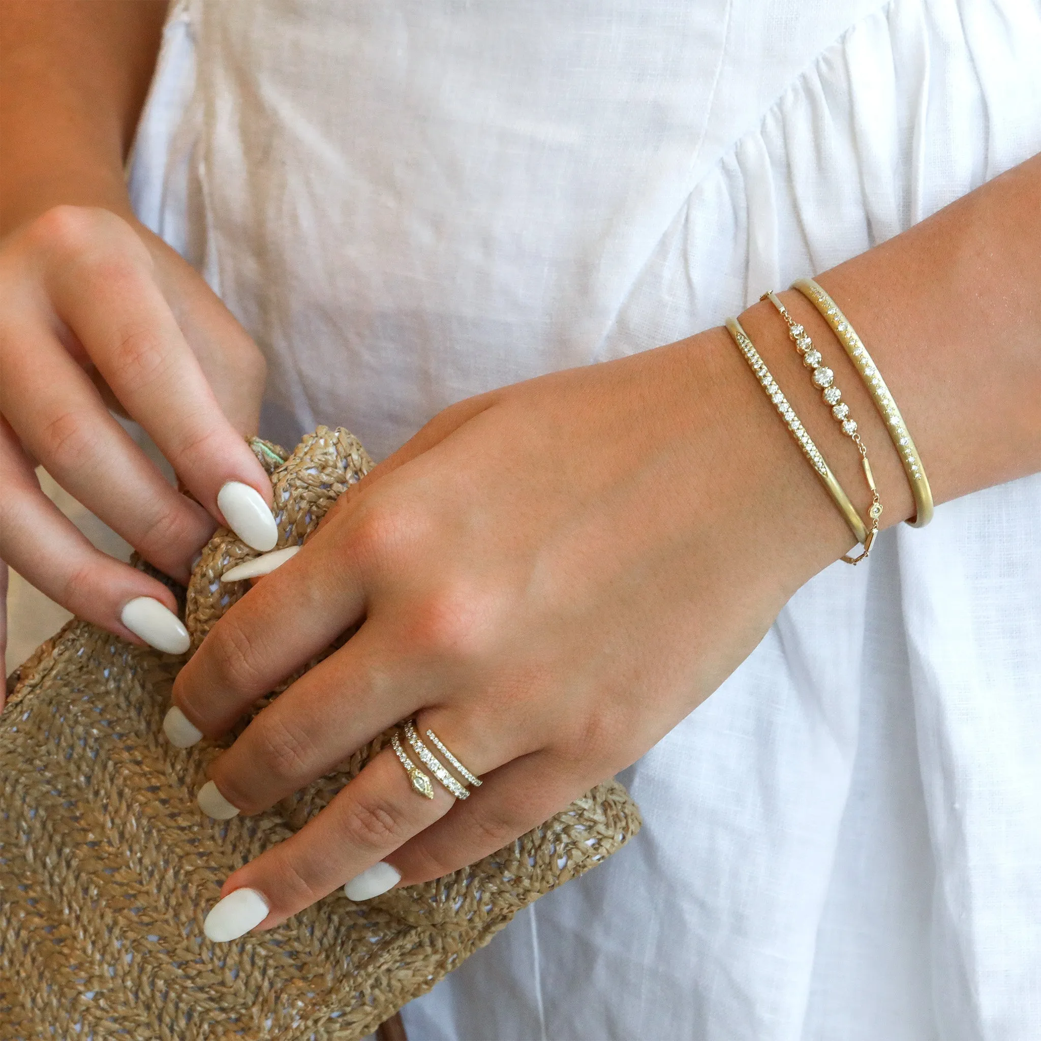 Gold & Graduated Pave Diamond "Coil Snake" Ring
