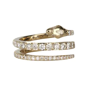 Gold & Graduated Pave Diamond "Coil Snake" Ring