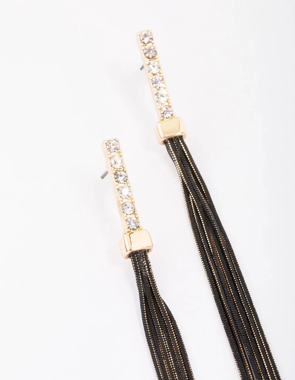 Gold Diamante Cup Chain Drop Earrings