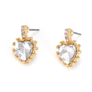 GOLD HEART CRYSTAL STUD EARRINGS #HNE88453GDCR (GB10)