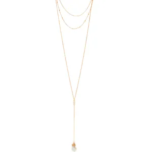 GOLD PEARL LAYER TASSEL LONG NECKLACE#SQGN091903 (IB15)