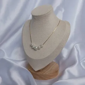 Gold Pearl Necklace - Beaded Pearl Necklace,Pearl Jewellery,Fine Gold Jewellery In The UK,Fine Gold Necklaces In The UK,Delicate Necklaces