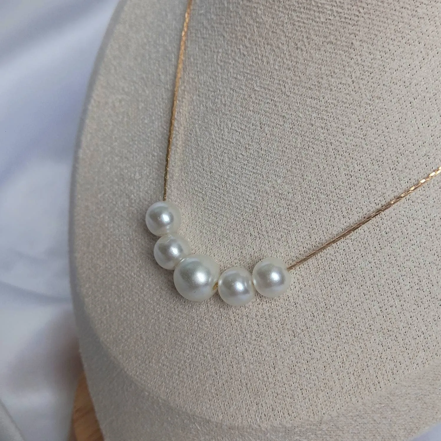 Gold Pearl Necklace - Beaded Pearl Necklace,Pearl Jewellery,Fine Gold Jewellery In The UK,Fine Gold Necklaces In The UK,Delicate Necklaces