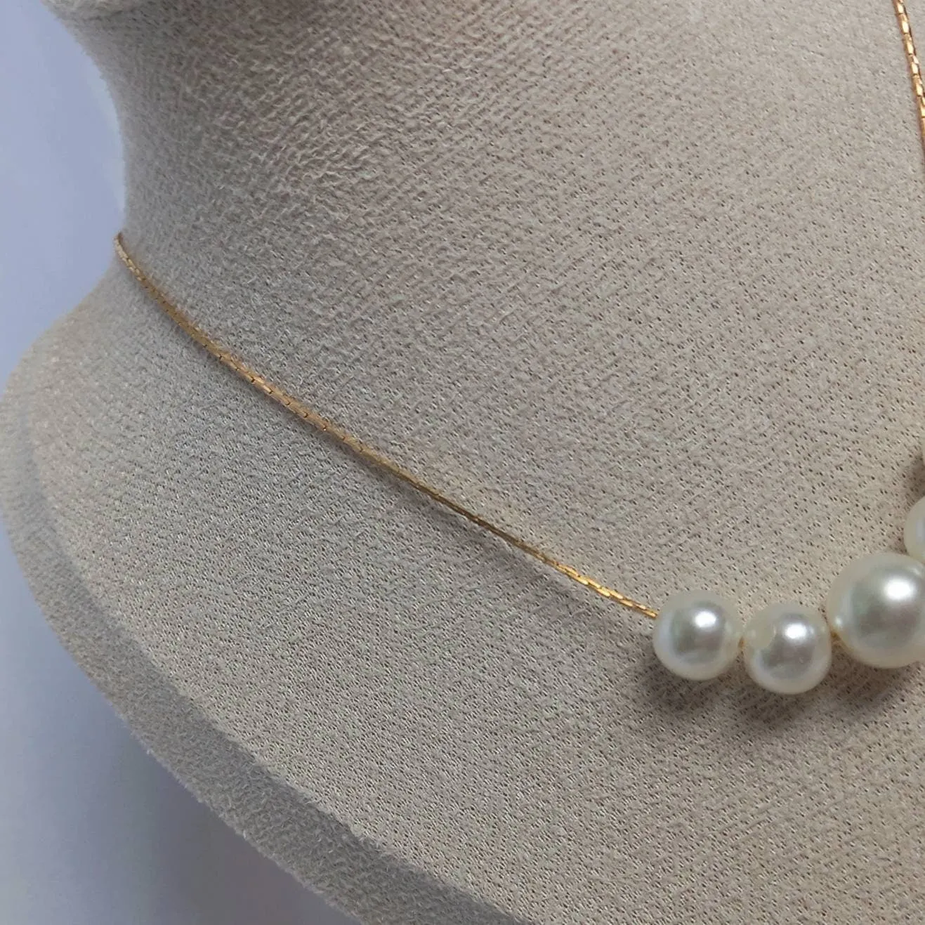 Gold Pearl Necklace - Beaded Pearl Necklace,Pearl Jewellery,Fine Gold Jewellery In The UK,Fine Gold Necklaces In The UK,Delicate Necklaces