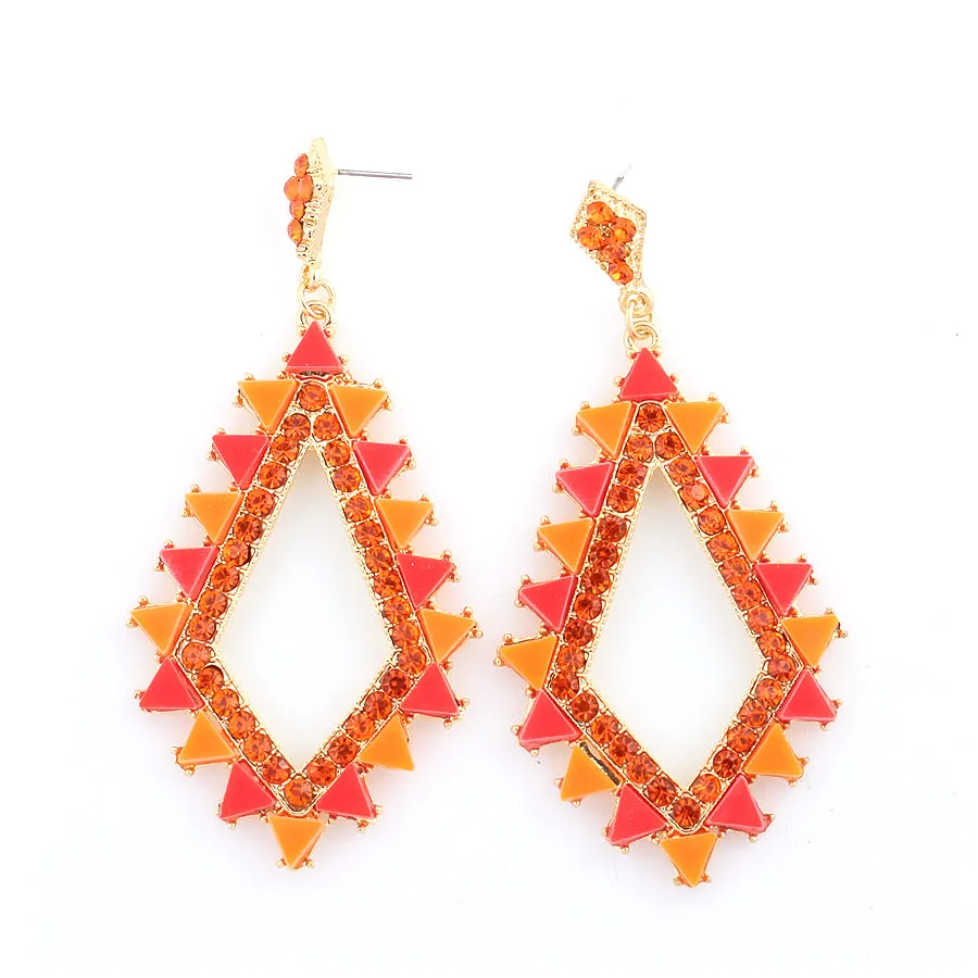 GOLD RED CRYSTAL EARRINGS  #SWAA-YW082805 (AA18)