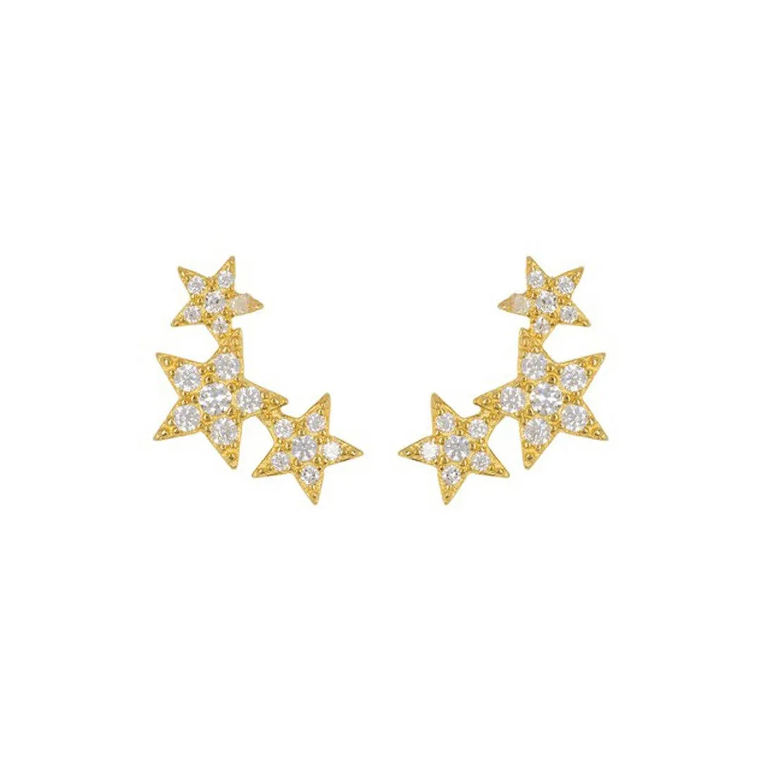 Gold Shooting Star Stud Earrings