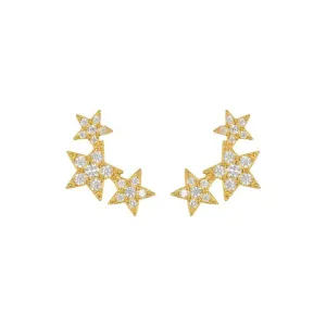 Gold Shooting Star Stud Earrings