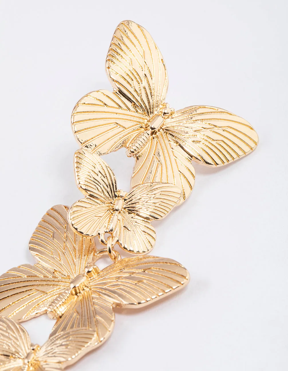 Gold Statement Butterfly Drop Earrings