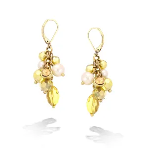 GOLD-TONE METAL PEARL AND CRYSTAL EARRINGS  #FW1203361 (HB14)