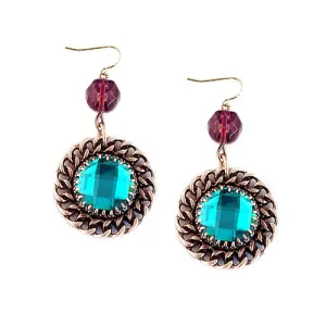 GOLD-TURQUOISE EARRINGS  #SE30615_GLD-MLT (GA8)