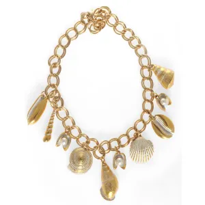 Goldtone White Enamel Shell Pearl