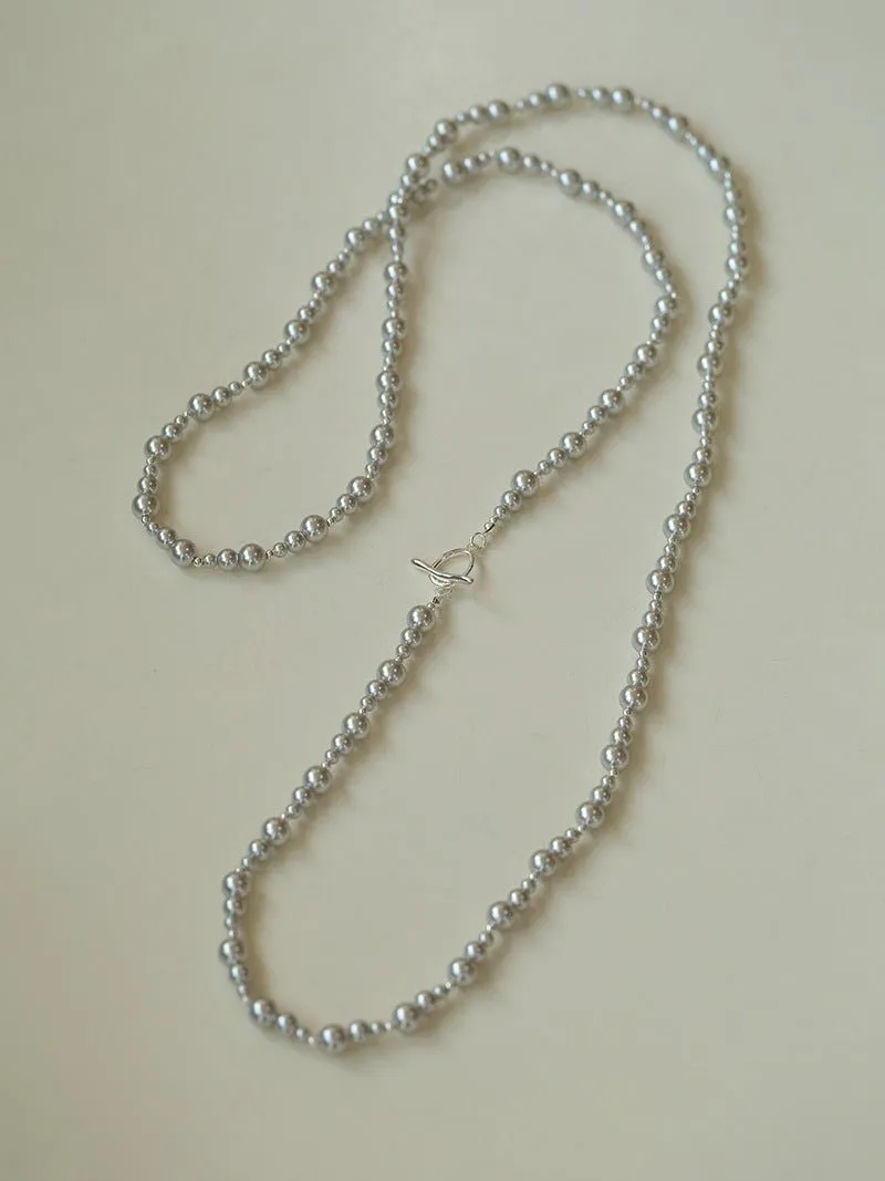 Gradient Artificial Pearls Beaded Necklace Sweater Chain