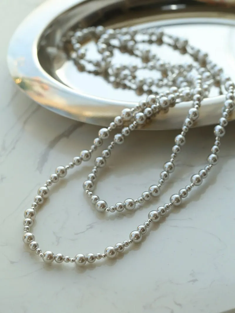 Gradient Artificial Pearls Beaded Necklace Sweater Chain