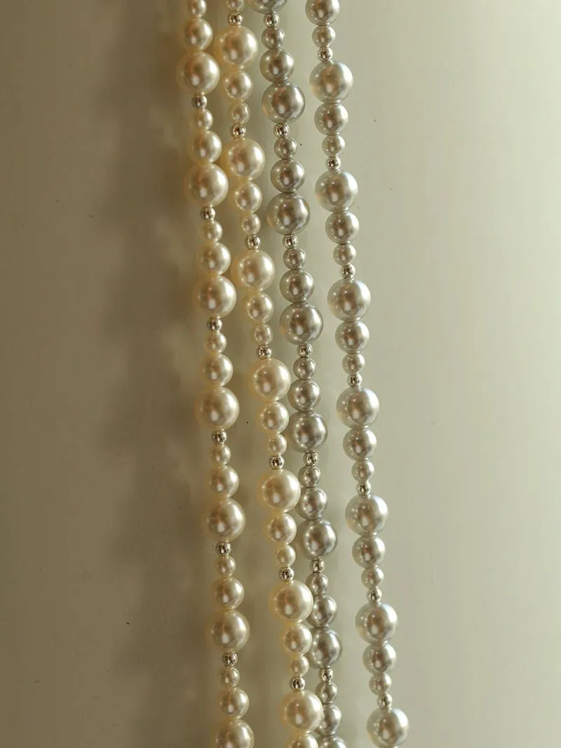 Gradient Artificial Pearls Beaded Necklace Sweater Chain