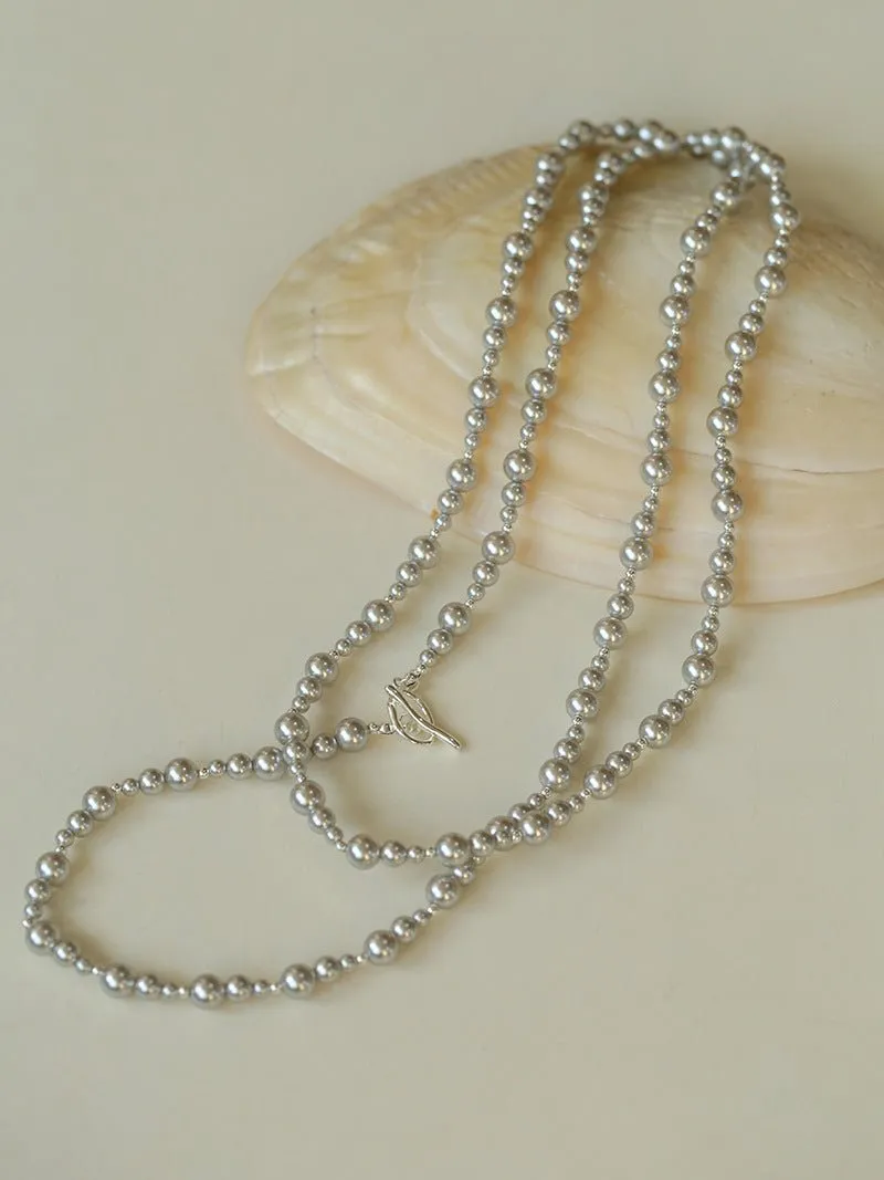 Gradient Artificial Pearls Beaded Necklace Sweater Chain