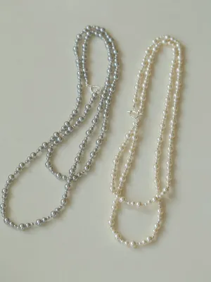 Gradient Artificial Pearls Beaded Necklace Sweater Chain