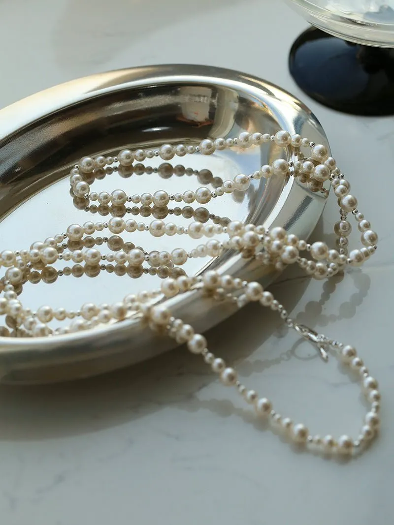 Gradient Artificial Pearls Beaded Necklace Sweater Chain