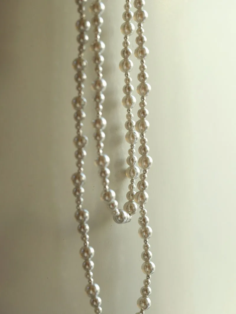 Gradient Artificial Pearls Beaded Necklace Sweater Chain