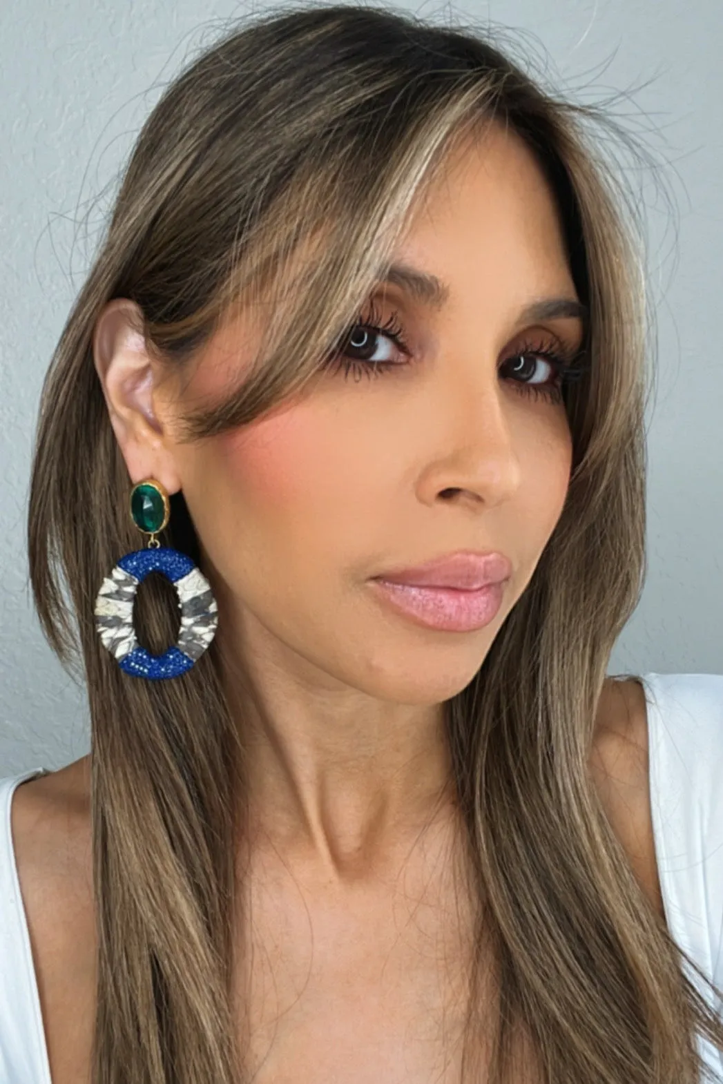 Gray & Blue Crystal Earring