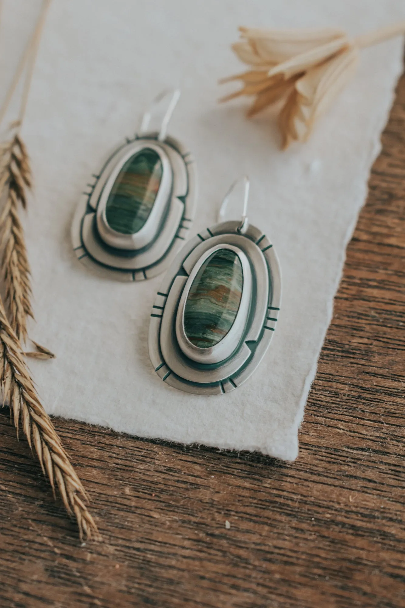 Green Mountain Jasper Statement Earrings