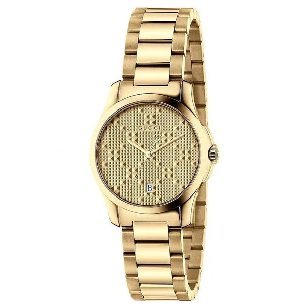 Gucci G-Timeless Yellow Gold Stainless Steel Yellow Gold Dial Quartz Watch for Ladies - YA126553