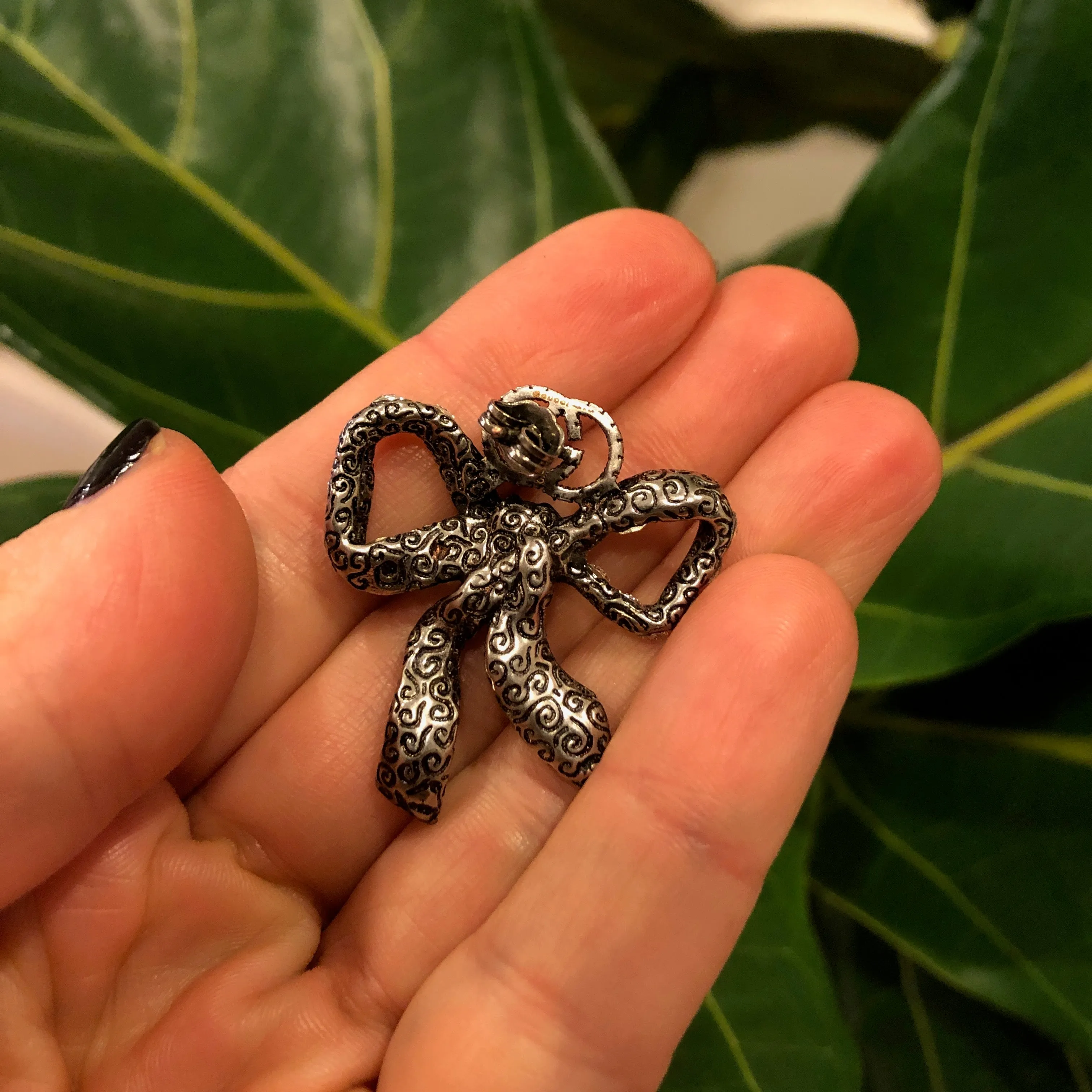 Gucci Silver-tone Crystal Bow Stud Earrings