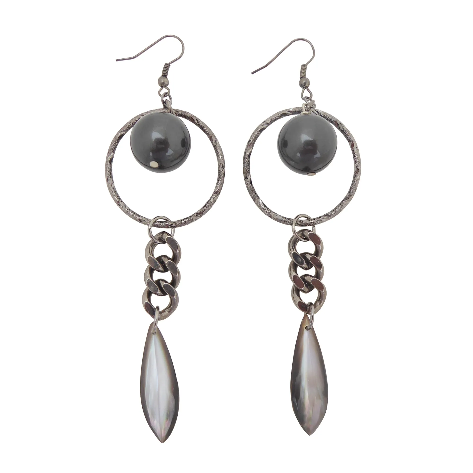Gunmetal pearl earrings