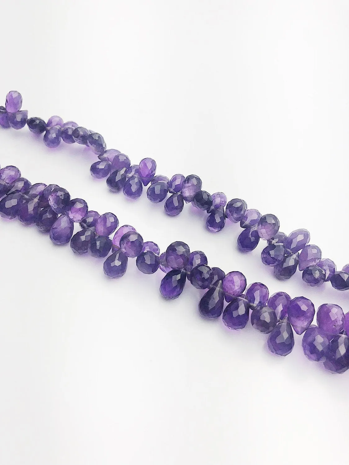 HALF OFF SALE - Amethyst Faceted Drop Gemstone Beads, Full Strand, Semi Precious Gemstone, 8"