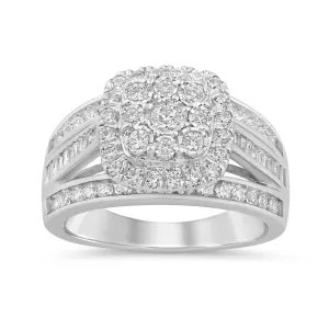 Halo Square Look Ring with 1.00ct of Diamonds in 9ct White Gold
