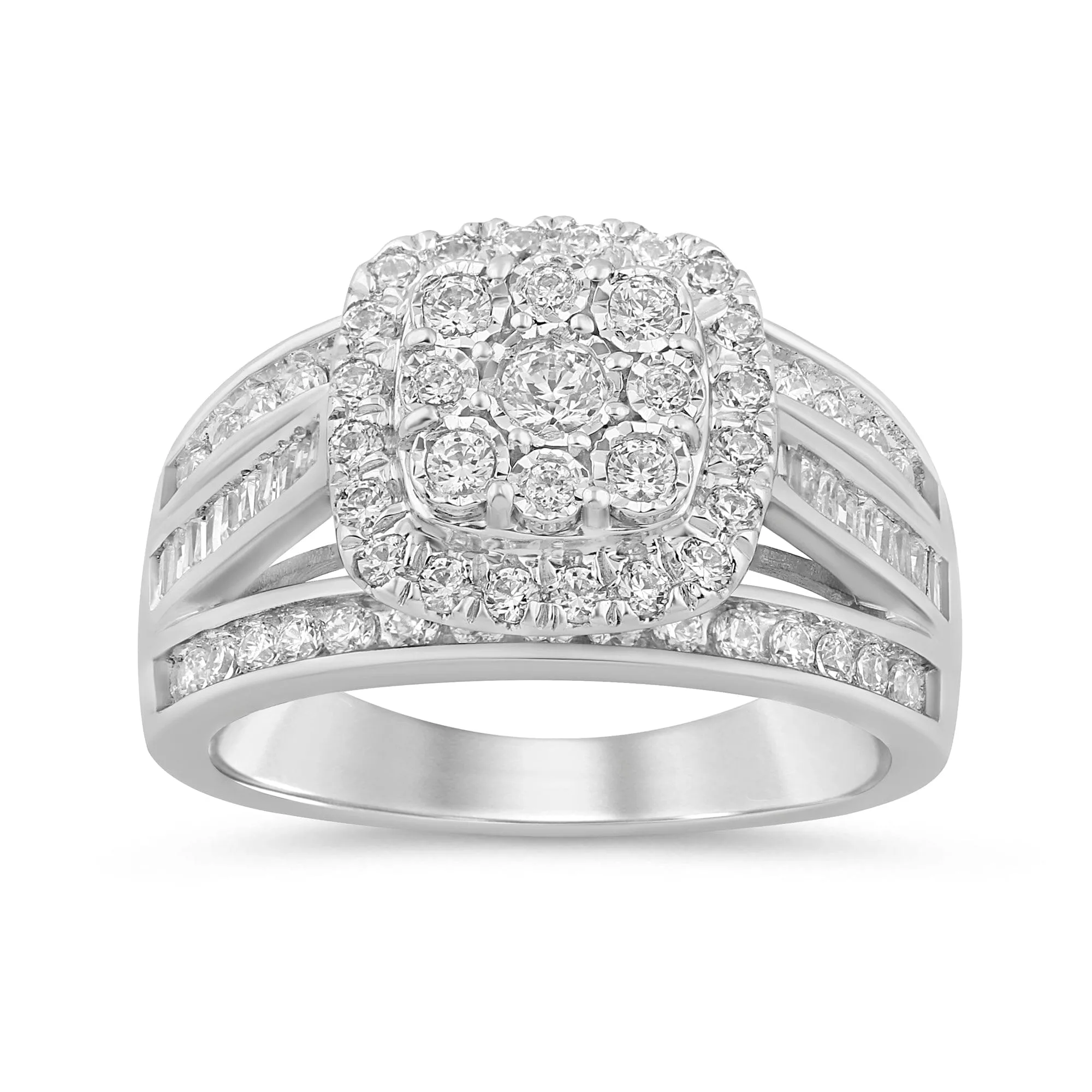 Halo Square Look Ring with 1.00ct of Diamonds in 9ct White Gold