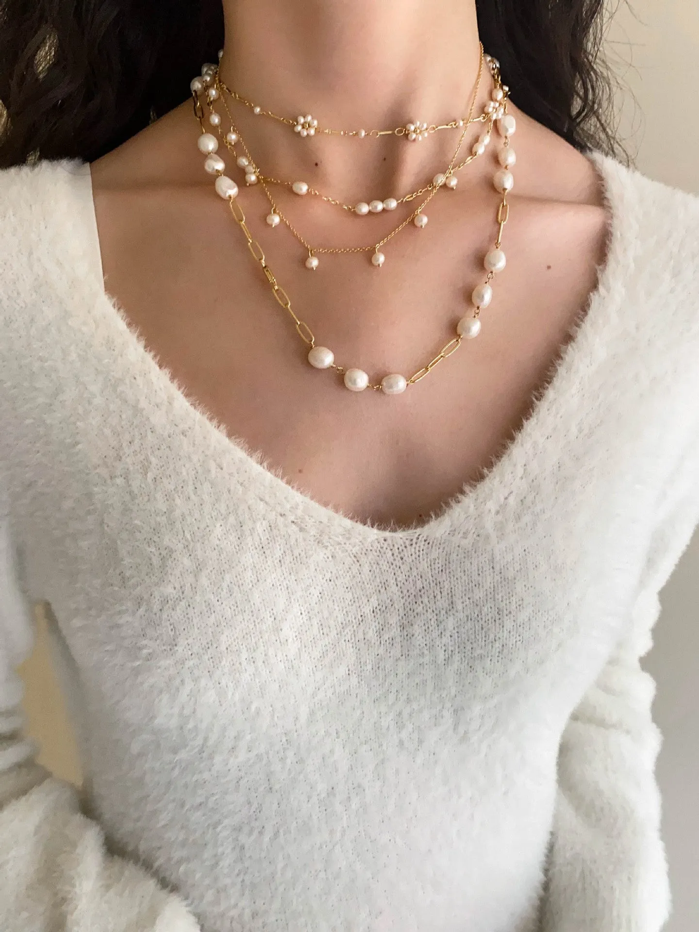 Handmade Chain Pearl Necklace Type C