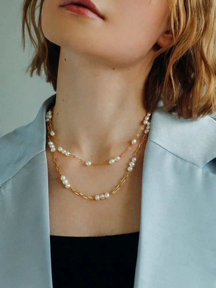 Handmade Chain Pearl Necklace Type C