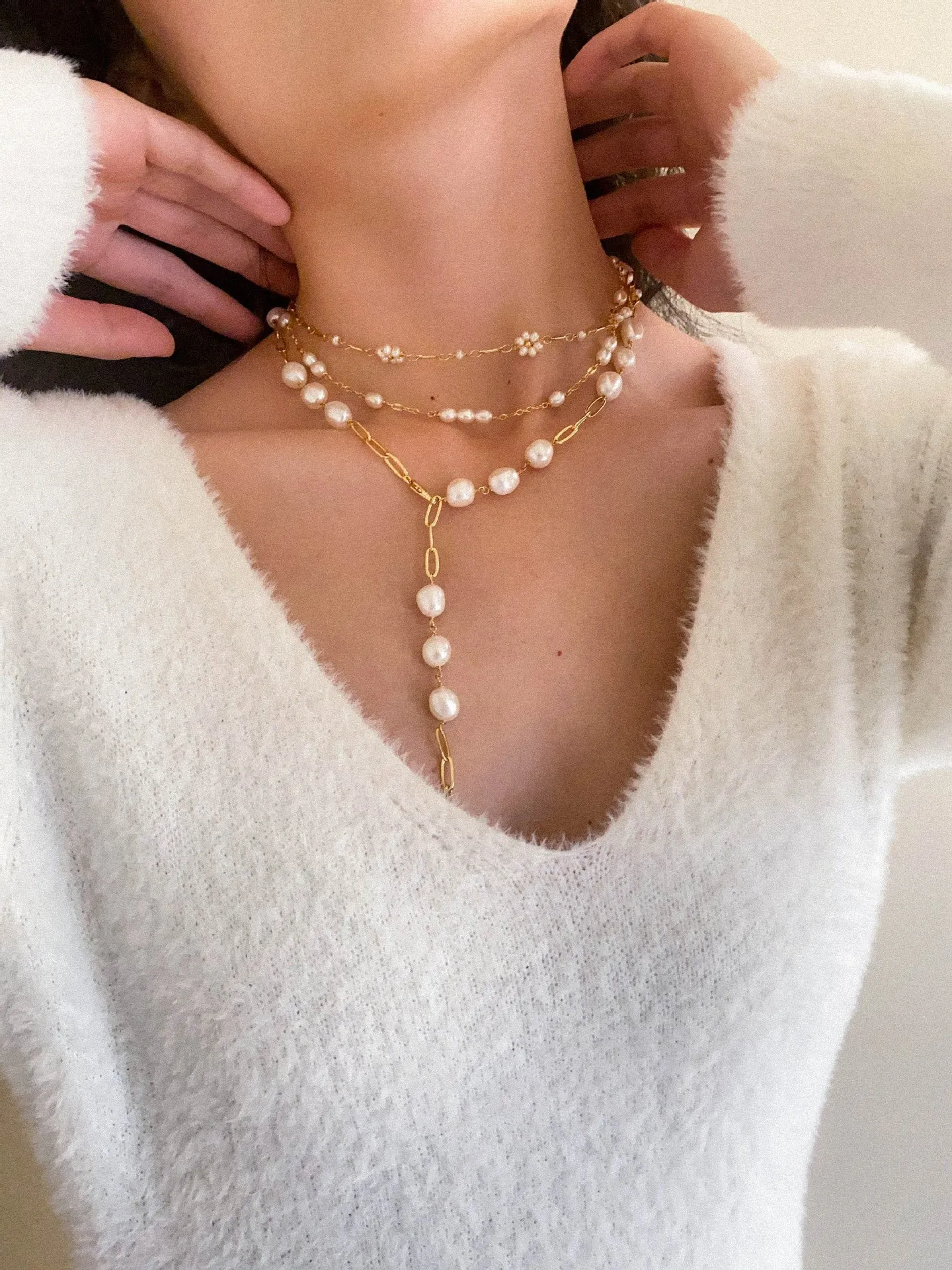 Handmade Chain Pearl Necklace Type C